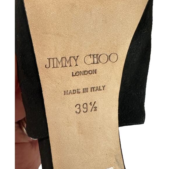 Jimmy Choo Black Suede & Gold Glitter Platform Pumps IT 39.5 US 9.5 - Picture 8 of 10